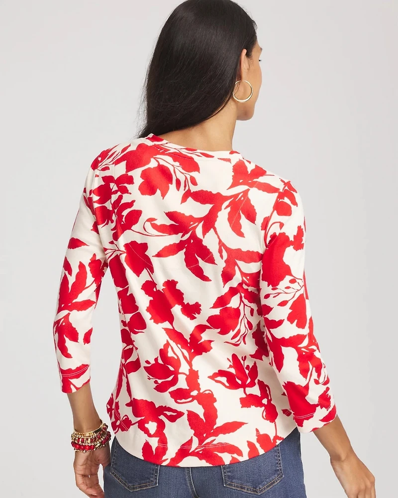 Pima Floral 3/4 Sleeve Tee