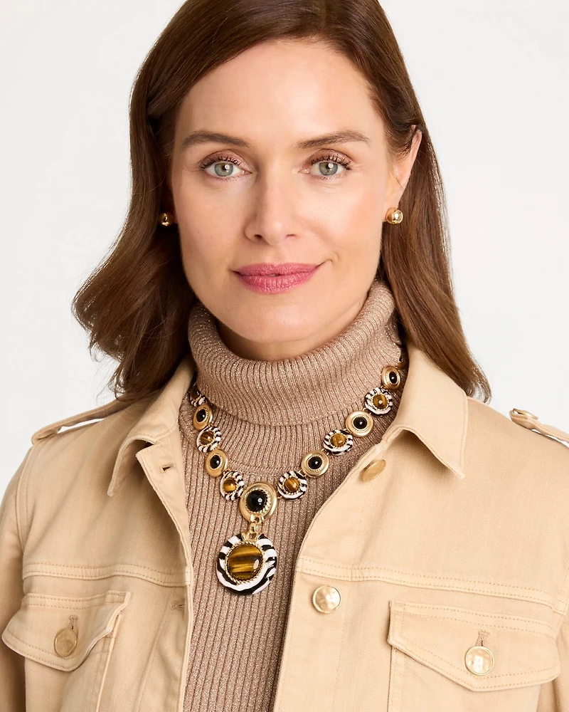 Zebra Cab Animal Pendant Necklace