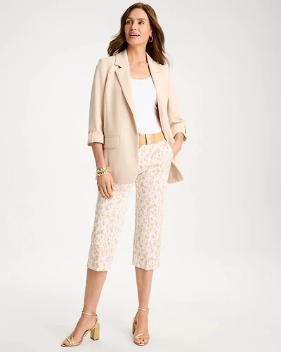 Animal Print Emme Sateen Straight Capri Pants