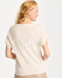 Floral Jacquard Dolman Pullover Sweater