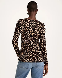 Animal Print Stretch-Cotton Boatneck Tee