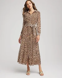 Cheetah-Print Godet Dress