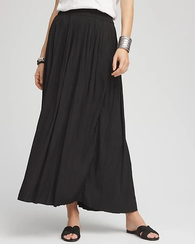 Pull-on Pleated Maxi Skirt