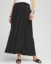 Pull-on Pleated Maxi Skirt