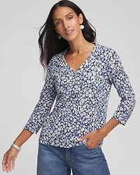 Printed Slub Splitneck Button Tee