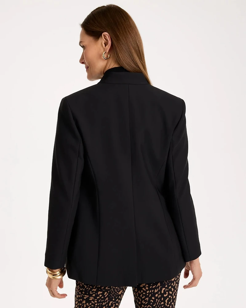 Soft-Stretch Button Detail Blazer