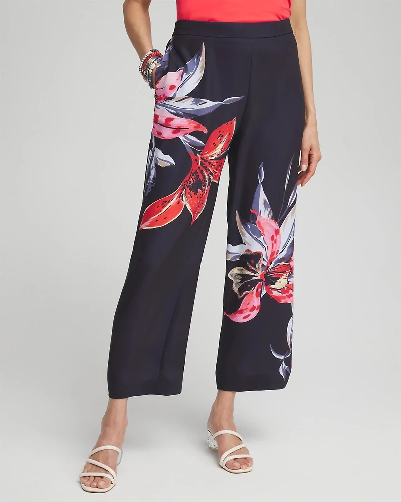 Floral Print Soft Cropped Pants