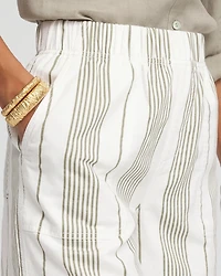 Striped Cotton-Linen Pull-On Utility Shorts