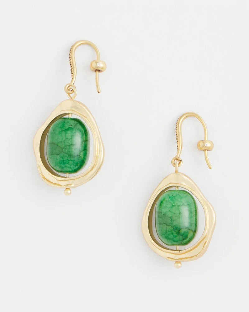 No Droop® Green & Gold Drop Earrings