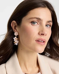 Pink Flower Cluster Drop Earrings