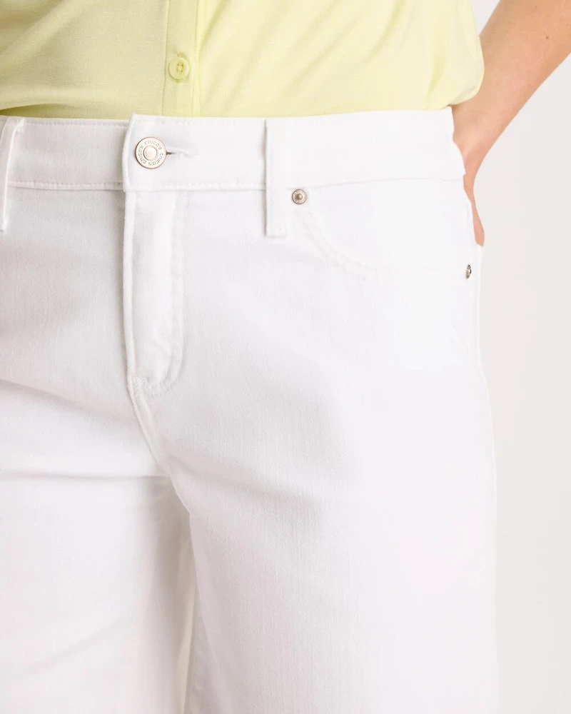 Girlfriend Slim White Jean Shorts