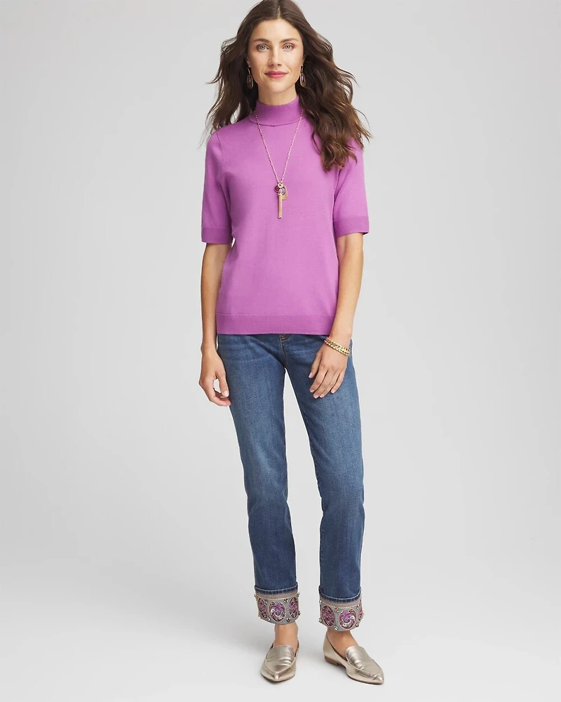 Embellished Pull-On Slim Ankle Jeggings