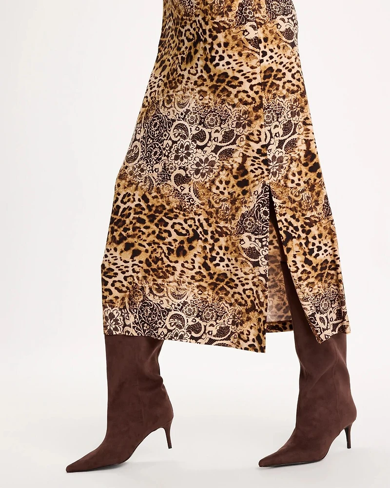 Soft-Stretch Knit Animal Print Dress