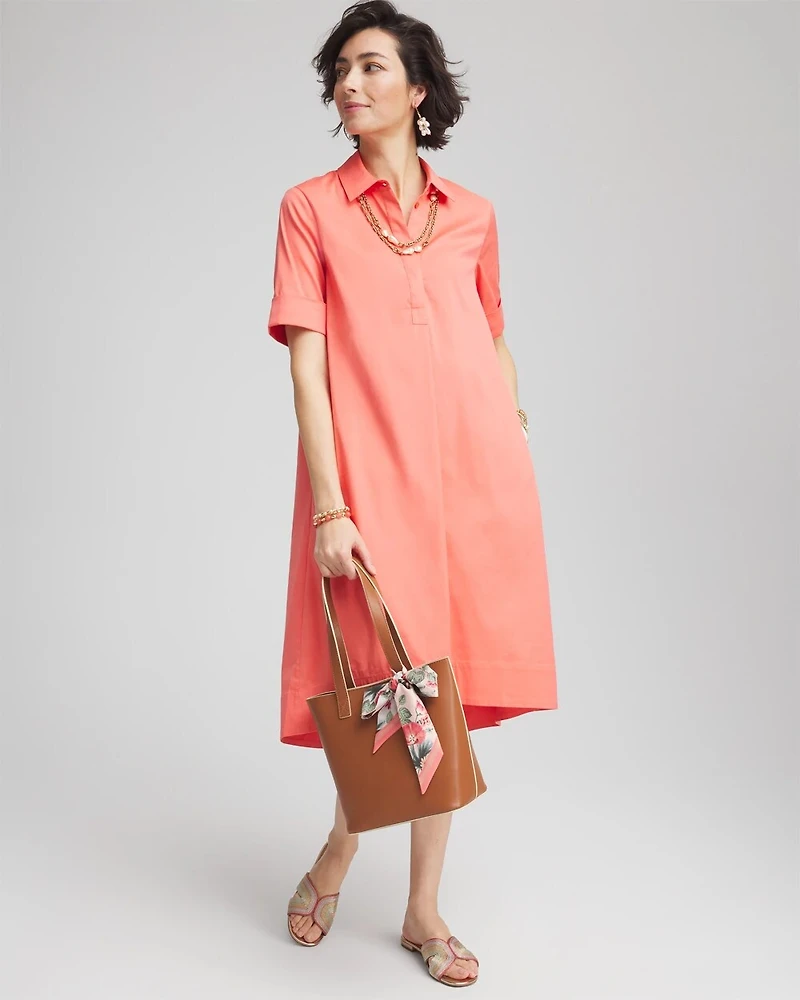 High-Low Hemmed Popover Shirtdress