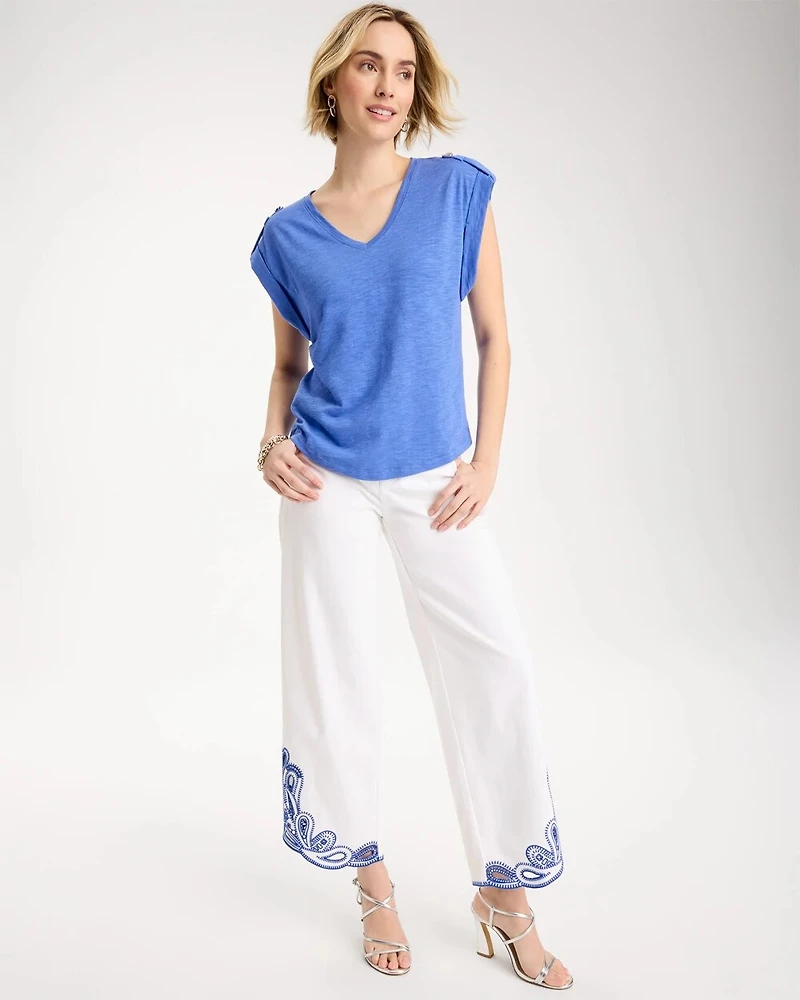 Cotton Slub Epaulette Tee
