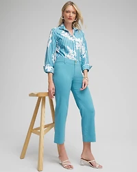 Trapunto Wide Leg Cropped Pants