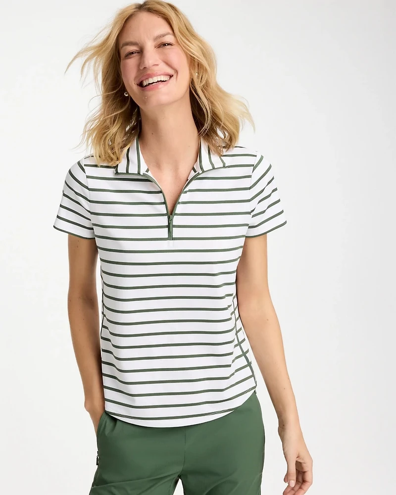 Zenergy® UPF Striped Half Zip Polo