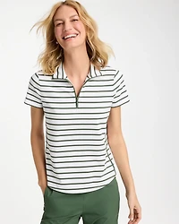 Zenergy® UPF Striped Half Zip Polo