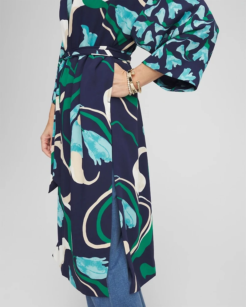 Long Wildflower Open-Front Kimono