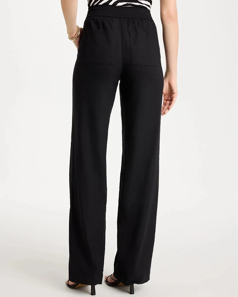 Pull-On Wide-Leg Linen Pants