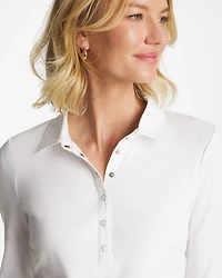 Knit Woven Mix Rib Henley