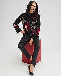 Floral Mock Neck Sweater
