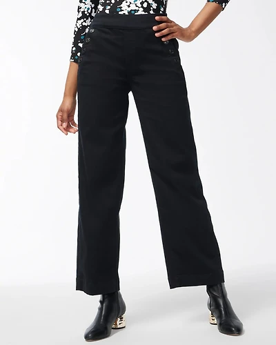 Pull-On Wide Leg Ankle Jeans