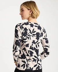 Cotton Stretch 3/4 Sleeve Floral Tee