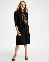 Seamed Ponte Knit 3/4 Sleeve Dress
