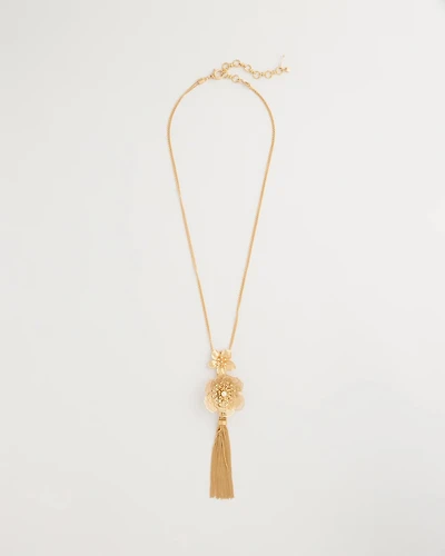 Filigree Flower Tassel Necklace