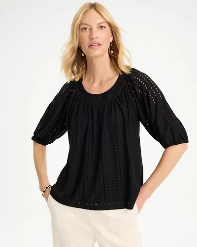 Textured Jacquard Peasant Tee