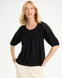 Textured Jacquard Peasant Tee