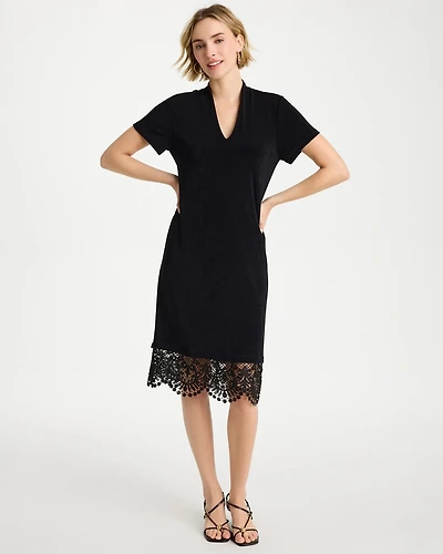 Travelers™ Lace Hem V-Neck Dress