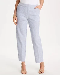 Petite Striped Seersucker Straight Ankle Pants