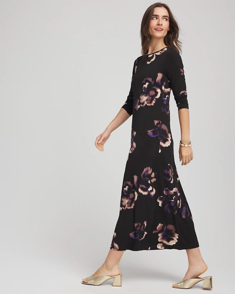 Floral Boatneck Column Maxi Dress