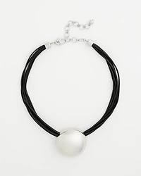 Silver Pendant Cord Necklace