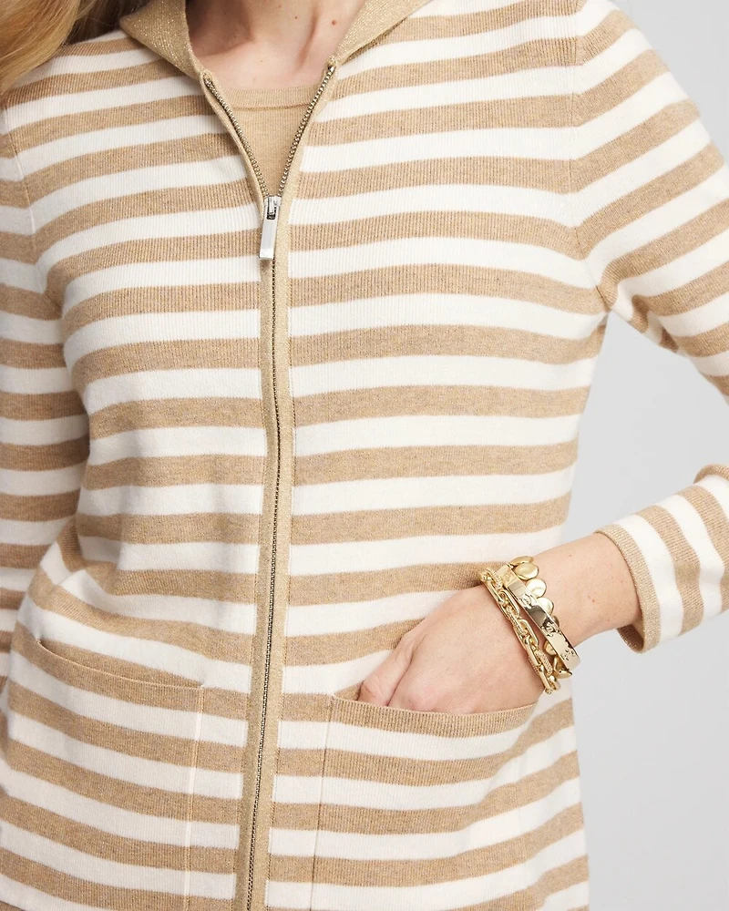 Zenergy® Luxe Striped Hooded Cardigan