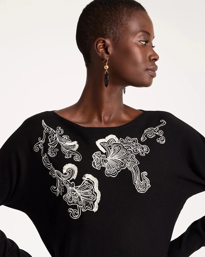 Embroidered Ella Pullover Sweater