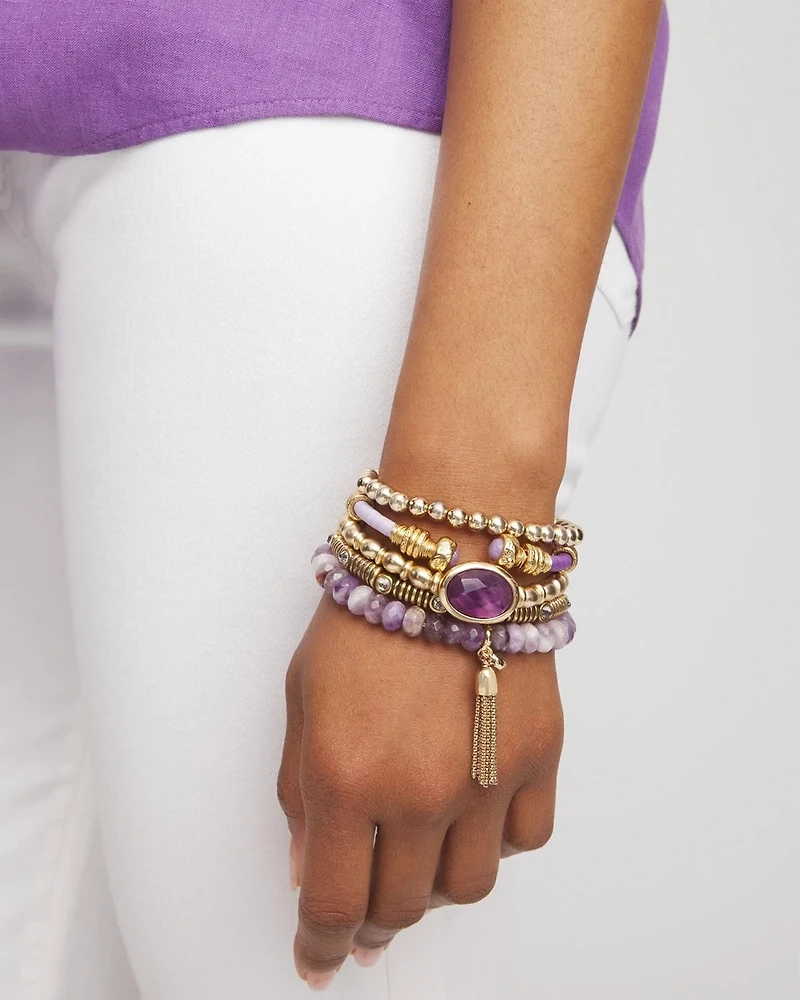 Purple Agate Stone Stretch Bracelet