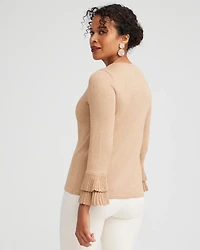 Lurex Pleat Sleeve Pullover Sweater