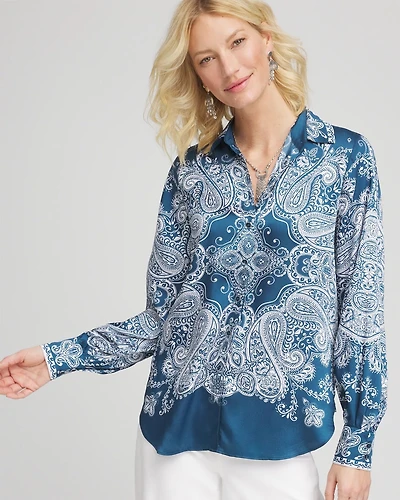 Faux Silk Collared Shirt