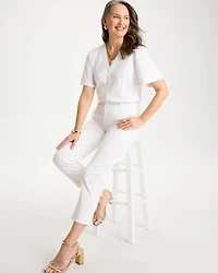 Embroidered Button-Front Tee