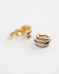 No Droop™ Mixed-Metal Clip-On Hoop Earrings