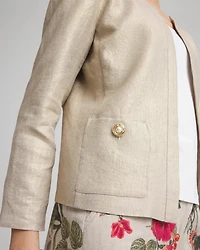 Collarless Linen Blazer