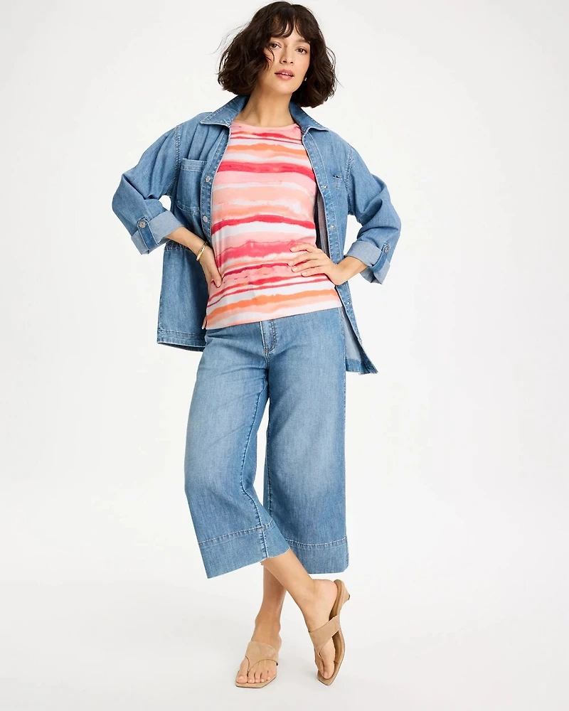 Grotto Mist Pima Elbow Sleeve Tee