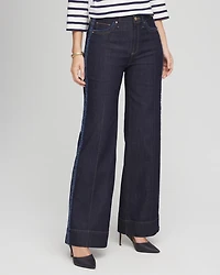 Petite Frayed High-Rise Wide-Leg Jeans