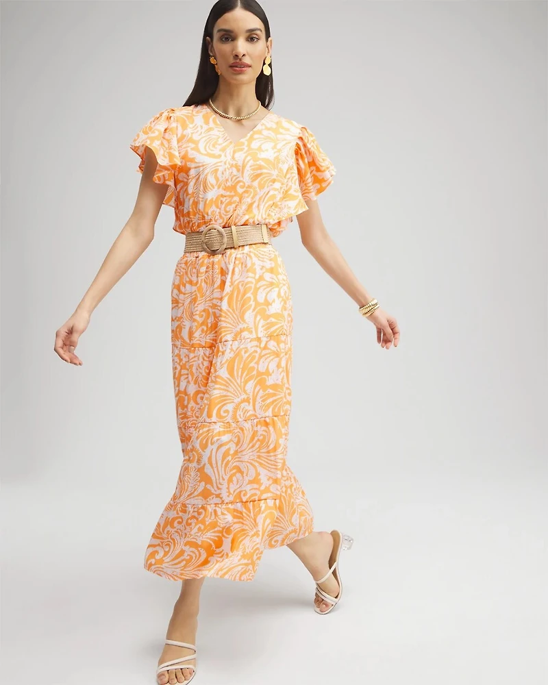 Flutter Sleeve Tiered Maxi Dress