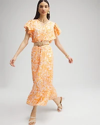 Flutter Sleeve Tiered Maxi Dress