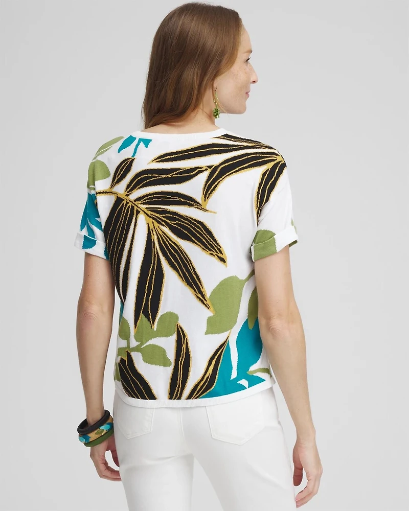 Palm Print Intarsia Pullover