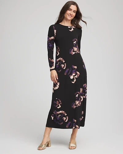 Floral Boatneck Column Maxi Dress
